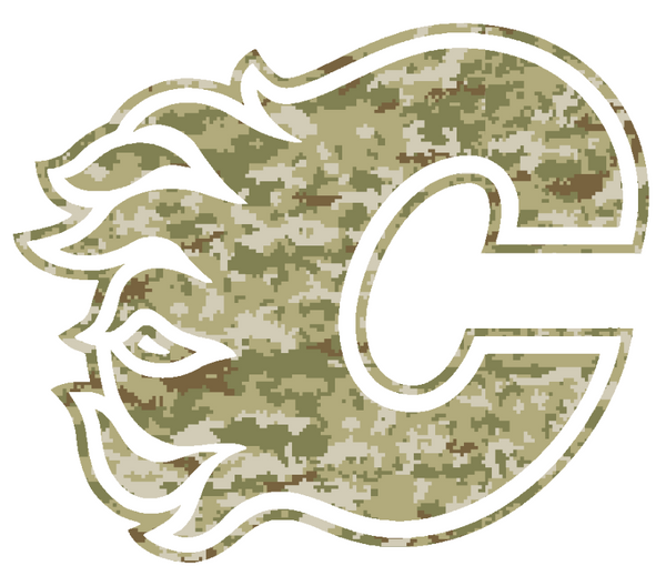 Calgary Flames Team Logo Salute to Service Camouflage Camo Vinyl Decal PICK SIZE