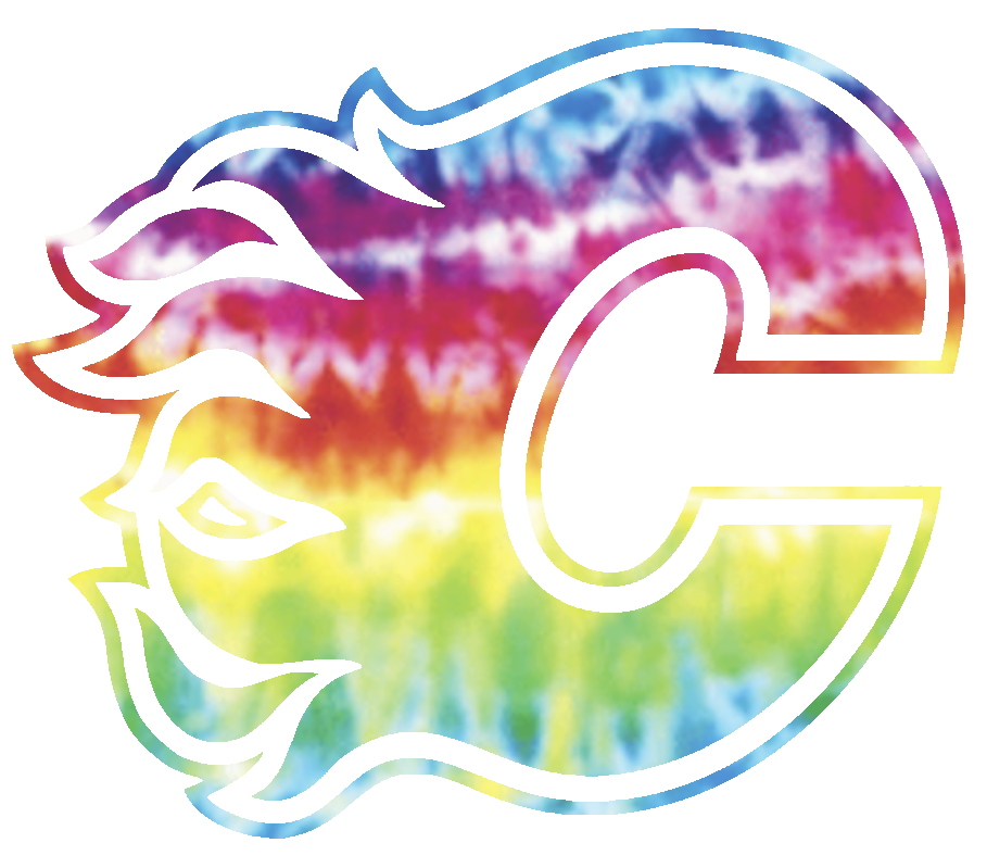 Calgary Flames Team Logo Crucial Catch Cancer Tie Dye Vinyl Decal PICK SIZE