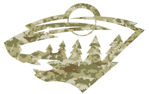 Minnesota Wild Team Logo Salute to Service Camouflage Camo Vinyl Decal PICK SIZE