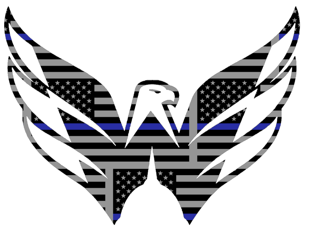 Washington Capitals Alternate Logo Thin Blue Line American Flag Premium DieCut Vinyl Decal PICK SIZE