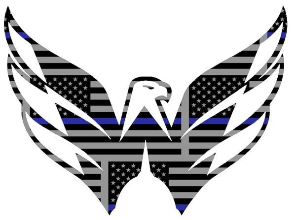 Washington Capitals Alternate Logo Thin Blue Line American Flag Premium DieCut Vinyl Decal PICK SIZE
