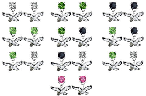Philadelphia Eagles Retro Throwback NFL Swarovski Crystal Stud Rhinestone Earrings