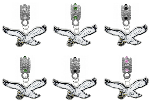 Philadelphia Eagles Retro Throwback NFL Football Crystal Rhinestone European Bracelet Charm