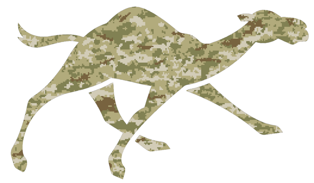 Campbell Fighting Camels Alternate Logo Salute to Service Camouflage Camo Vinyl Decal PICK SIZE
