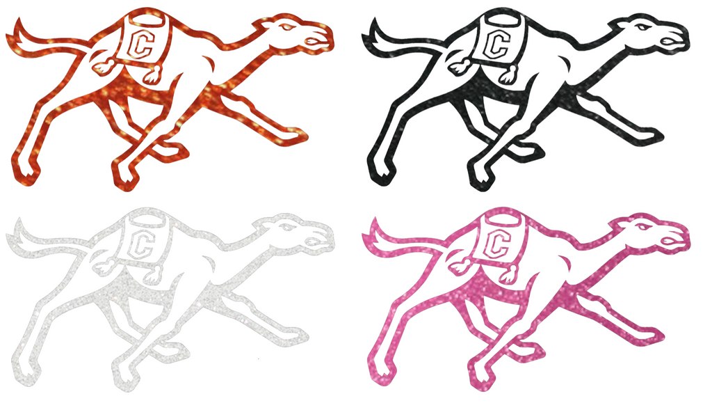 Campbell Fighting Camels Metallic Sparkle Team Logo Premium DieCut Vinyl Decal PICK COLOR & SIZE
