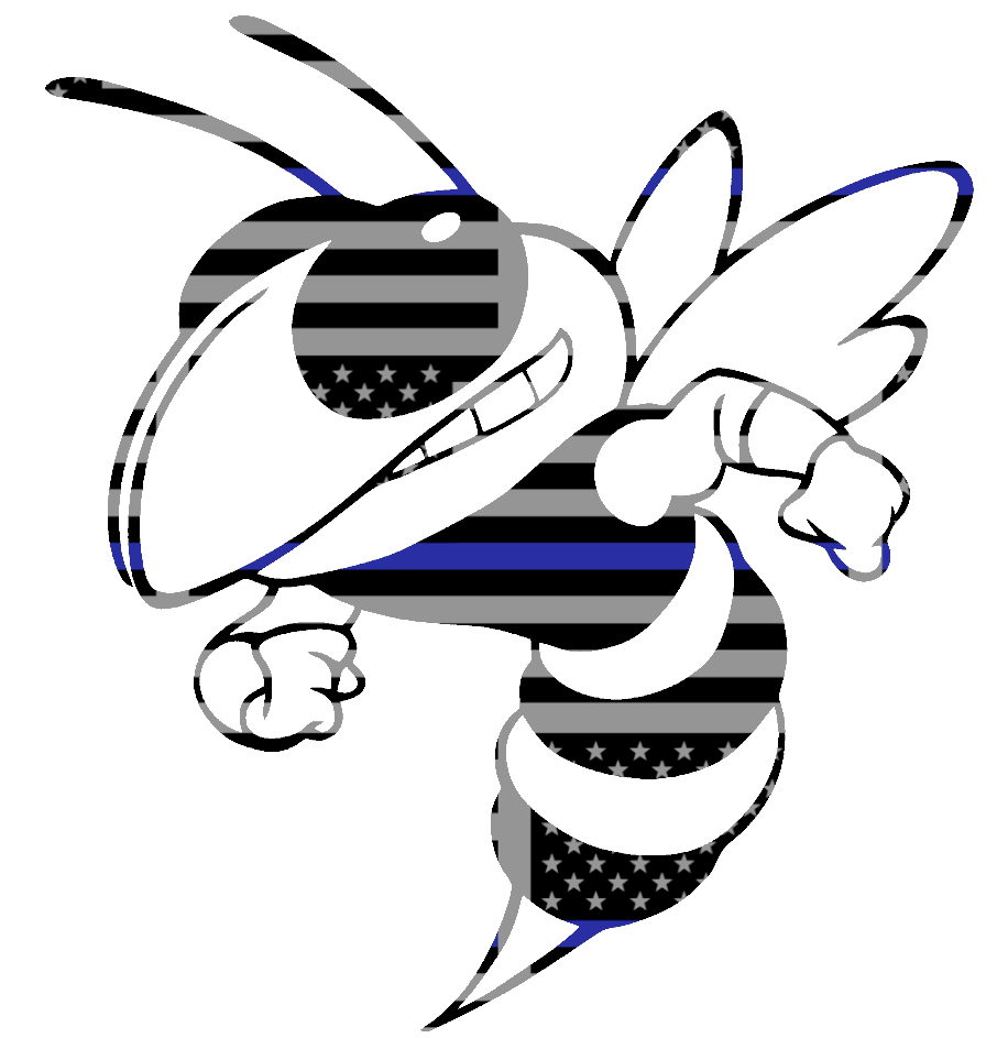 Georgia Tech Yellow Jackets Mascot Logo Thin Blue Line American Flag Premium DieCut Vinyl Decal PICK SIZE