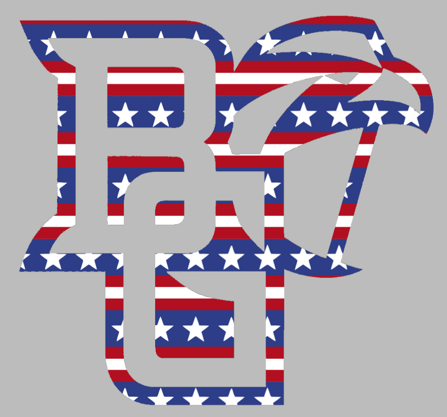 Bowling Green Falcons Team Logo Stars & Stripes USA American Flag Vinyl Decal PICK SIZE