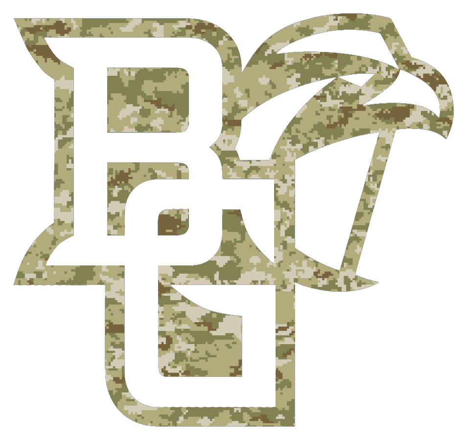 Bowling Green Falcons Team Logo Salute to Service Camouflage Camo Vinyl Decal PICK SIZE