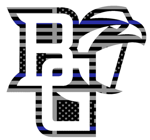 Bowling Green Falcons Team Logo Thin Blue Line American Flag Premium DieCut Vinyl Decal PICK SIZE