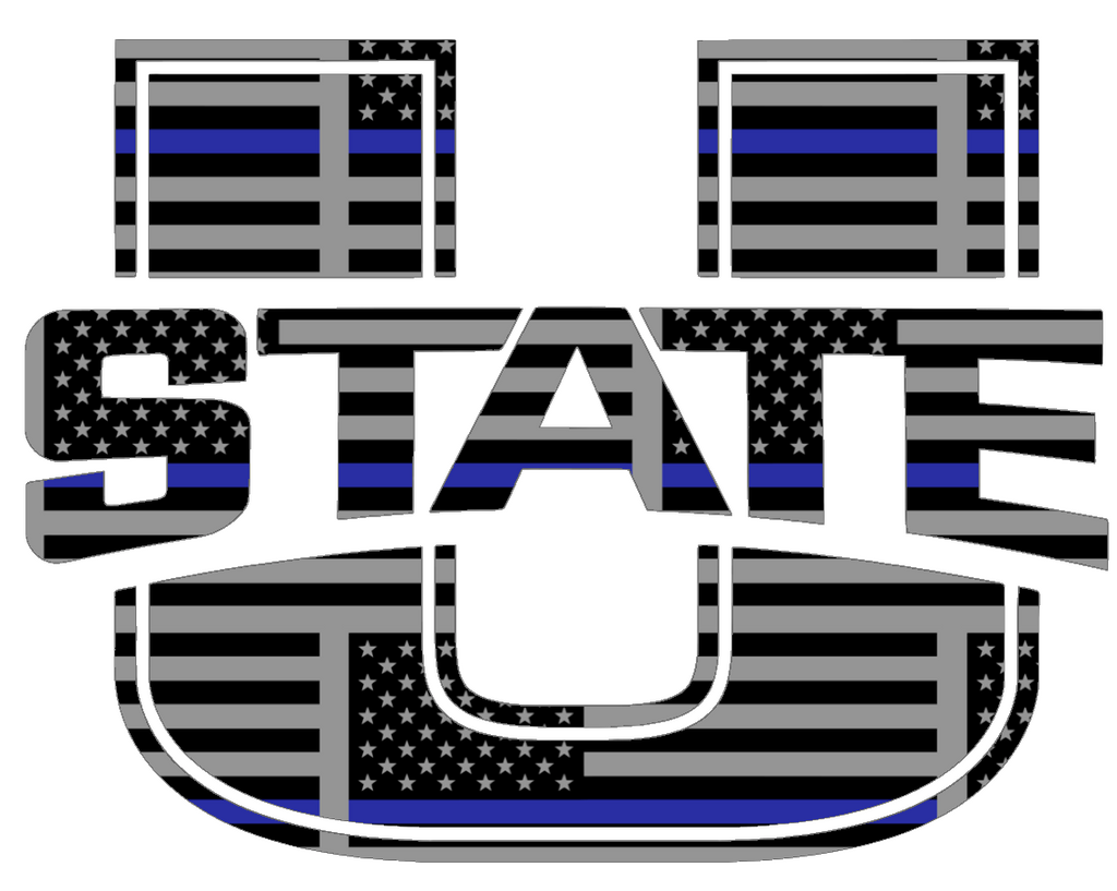 Utah State Aggies Team Logo Thin Blue Line American Flag Premium DieCut Vinyl Decal PICK SIZE