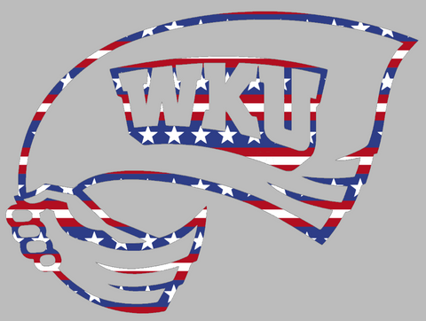 Western Kentucky Hilltoppers Team Logo Stars & Stripes USA American Flag Vinyl Decal PICK SIZE