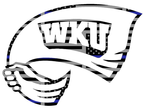 Western Kentucky Hilltoppers Team Logo Thin Blue Line American Flag Premium DieCut Vinyl Decal PICK SIZE