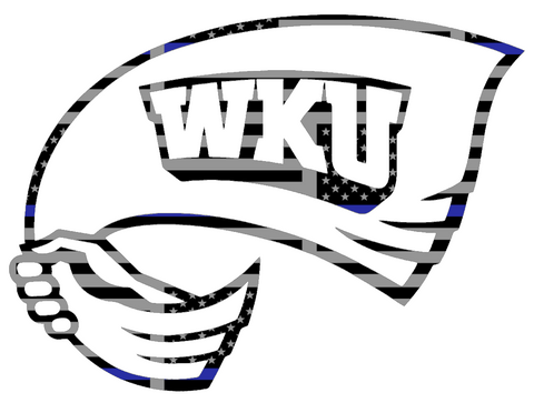 Western Kentucky Hilltoppers Team Logo Thin Blue Line American Flag Premium DieCut Vinyl Decal PICK SIZE