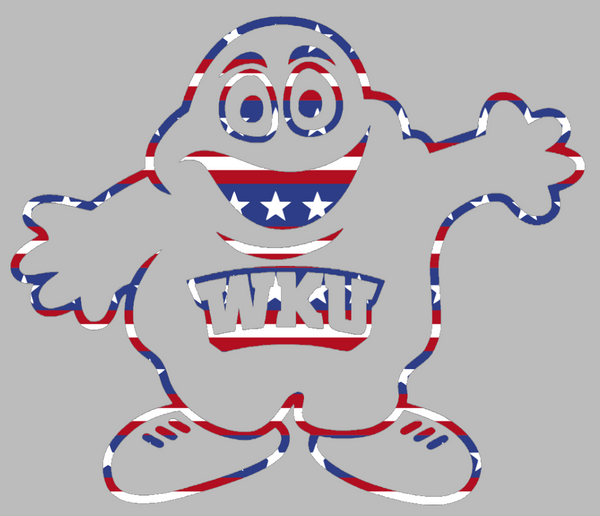 Western Kentucky Hilltoppers Mascot Logo Stars & Stripes USA American Flag Vinyl Decal PICK SIZE