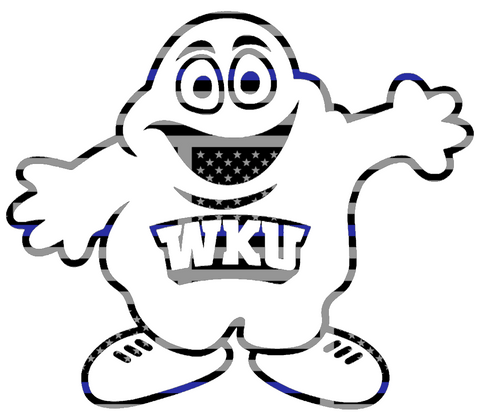 Western Kentucky Hilltoppers Mascot Logo Thin Blue Line American Flag Premium DieCut Vinyl Decal PICK SIZE