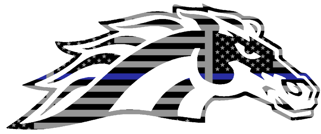 Western Michigan Broncos Mascot Logo Thin Blue Line American Flag Premium DieCut Vinyl Decal PICK SIZE