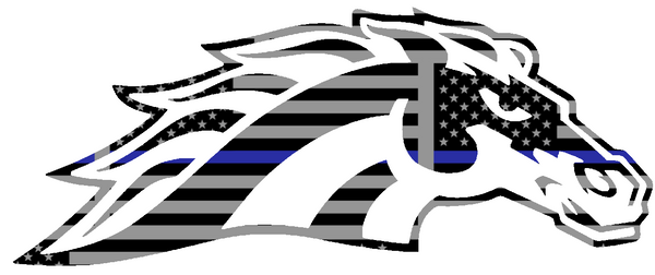 Western Michigan Broncos Mascot Logo Thin Blue Line American Flag Premium DieCut Vinyl Decal PICK SIZE