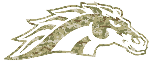 Western Michigan Broncos Mascot Logo Salute to Service Camouflage Camo Vinyl Decal PICK SIZE