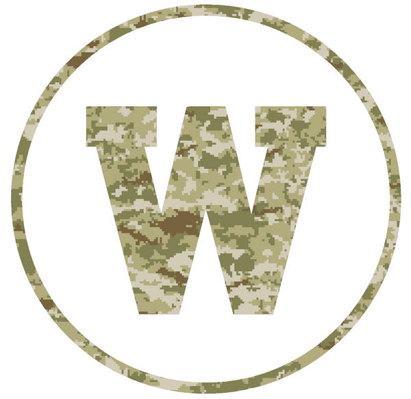 Western Michigan Broncos Team Logo Salute to Service Camouflage Camo Vinyl Decal PICK SIZE