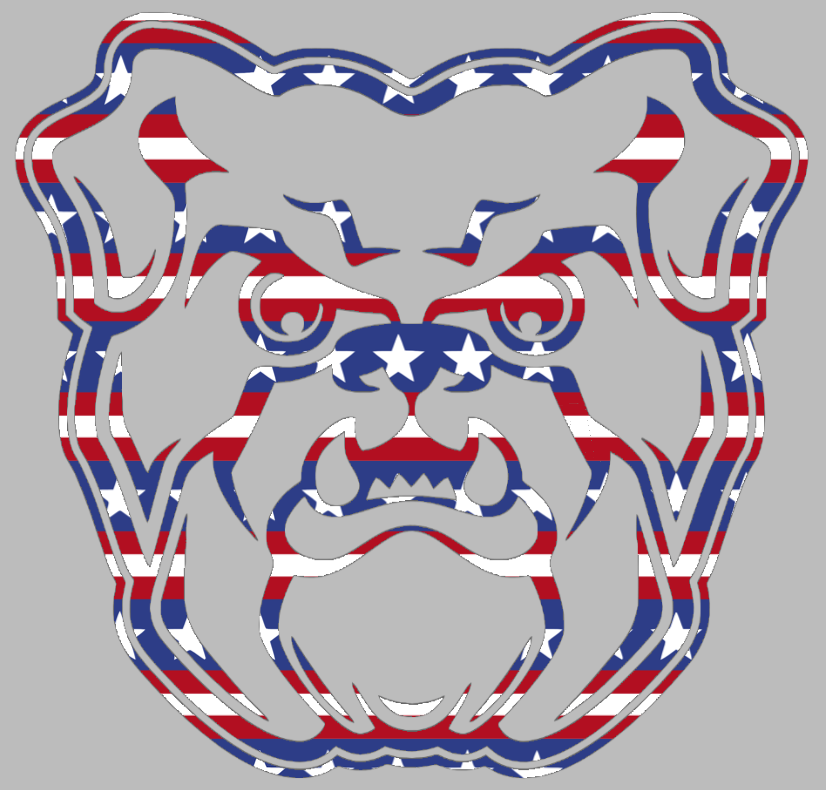 Butler Bulldogs Team Logo Stars & Stripes USA American Flag Vinyl Decal PICK SIZE