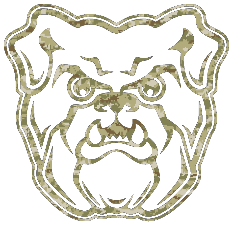 Butler Bulldogs Team Logo Salute to Service Camouflage Camo Vinyl Decal PICK SIZE
