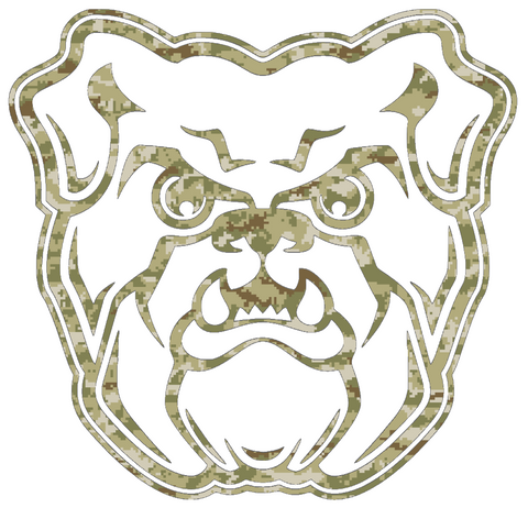 Butler Bulldogs Team Logo Salute to Service Camouflage Camo Vinyl Decal PICK SIZE