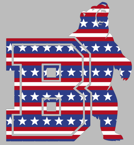 Brown Bears Alternate Logo Stars & Stripes USA American Flag Vinyl Decal PICK SIZE