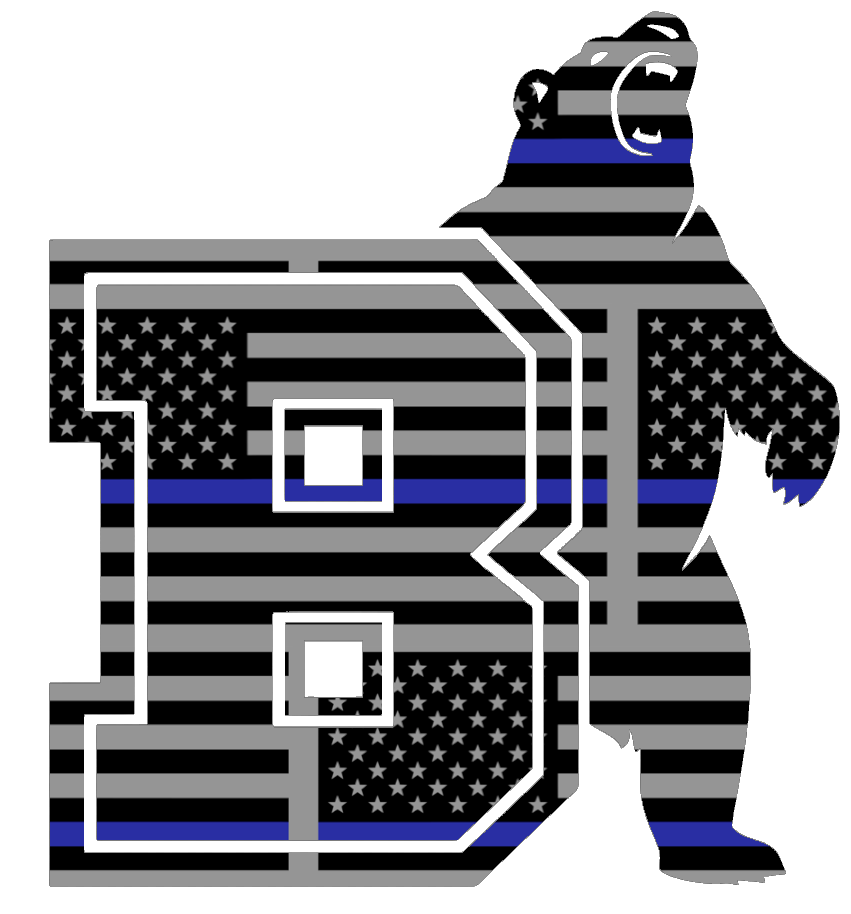 Brown Bears Alternate Logo Stars & Stripes USA American Flag Vinyl Decal PICK SIZE