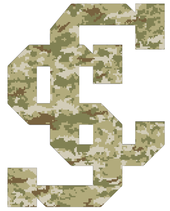 Santa Clara Broncos Team Logo Salute to Service Camouflage Camo Vinyl Decal PICK SIZE