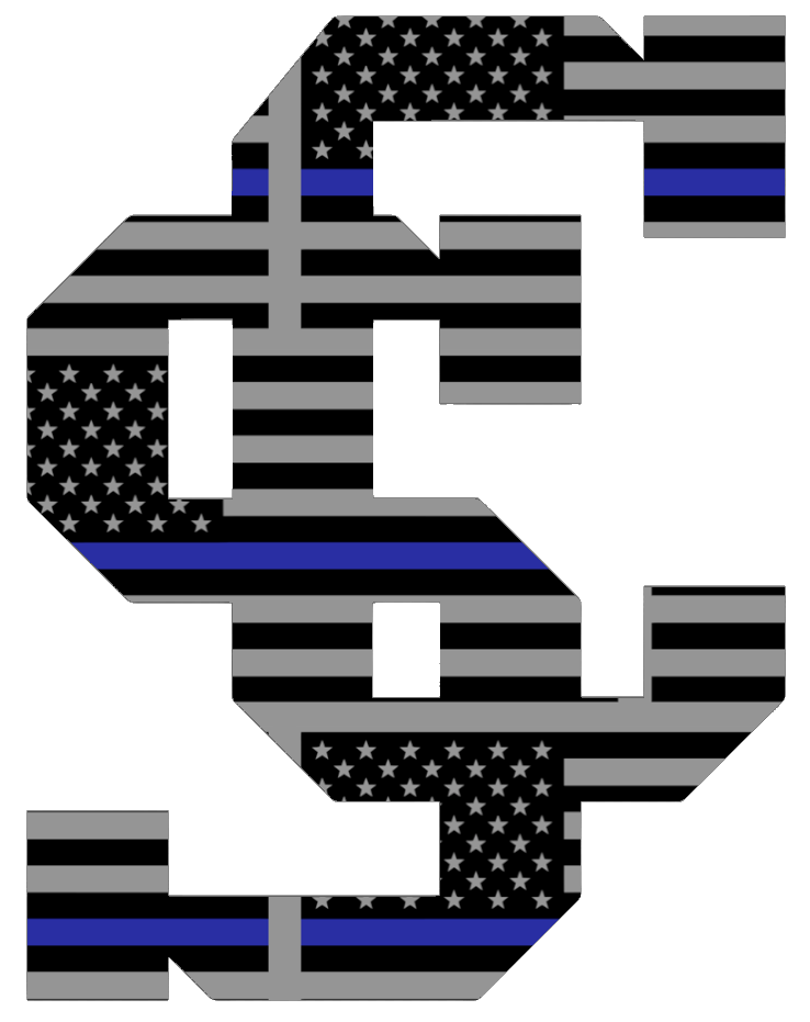 Santa Clara Broncos Team Logo Thin Blue Line American Flag Premium DieCut Vinyl Decal PICK SIZE