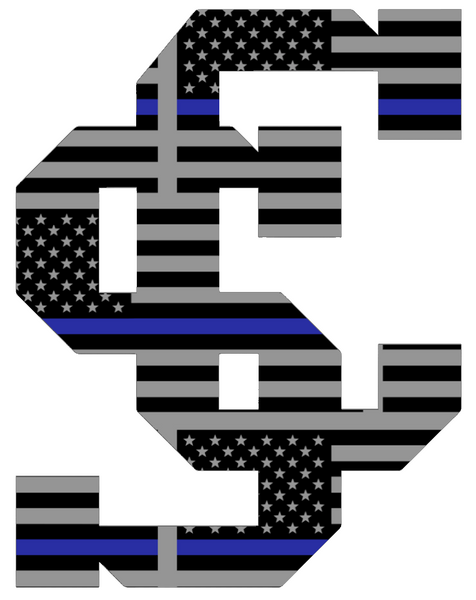 Santa Clara Broncos Team Logo Thin Blue Line American Flag Premium DieCut Vinyl Decal PICK SIZE