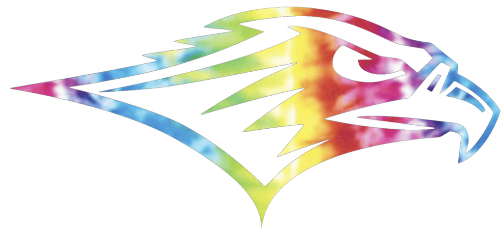 Seattle Redhawks Mascot Logo Crucial Catch Cancer Tie Dye Vinyl Decal PICK SIZE