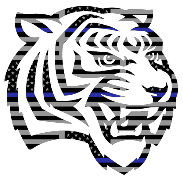Tennessee State Tigers Team Logo Thin Blue Line American Flag Premium DieCut Vinyl Decal PICK SIZE