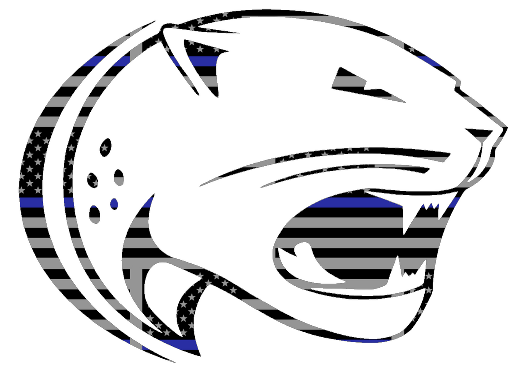 South Alabama Jaguars Team Logo Thin Blue Line American Flag Premium DieCut Vinyl Decal PICK SIZE