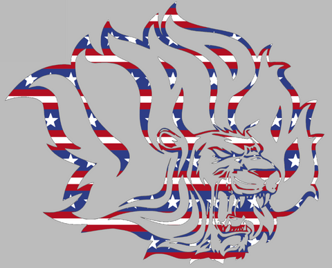 Arkansas Pine Bluff Golden Lions Team Logo Stars & Stripes USA American Flag Vinyl Decal PICK SIZE