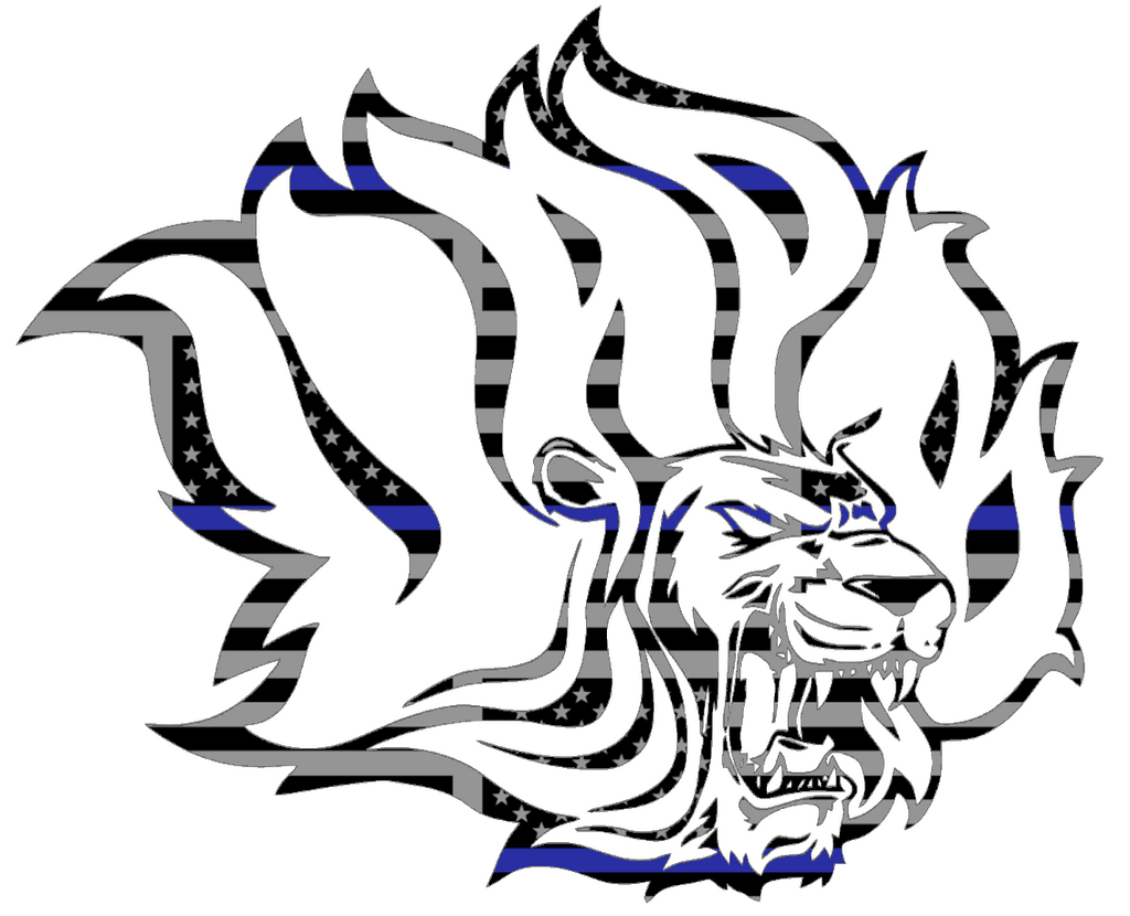 Arkansas Pine Bluff Golden Lions Team Logo Thin Blue Line American Flag Premium DieCut Vinyl Decal PICK SIZE