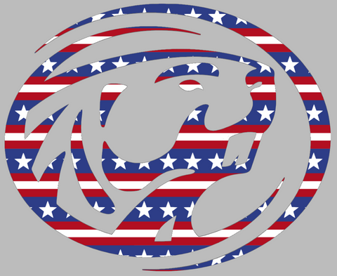 Bemidji State Beavers Team Logo Stars & Stripes USA American Flag Vinyl Decal PICK SIZE