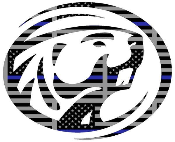 Bemidji State Beavers Team Logo Thin Blue Line American Flag Premium DieCut Vinyl Decal PICK SIZE