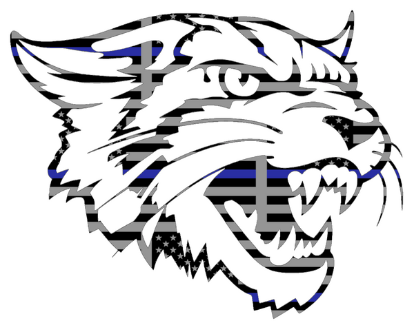 Bethune Cookman Wildcats Mascot Logo Thin Blue Line American Flag Premium DieCut Vinyl Decal PICK SIZE