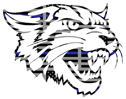 Bethune Cookman Wildcats Mascot Logo Thin Blue Line American Flag Premium DieCut Vinyl Decal PICK SIZE