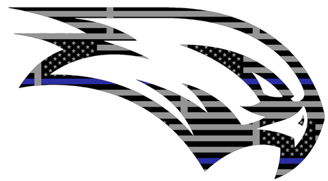 Wagner Seahawks Team Logo Thin Blue Line American Flag Premium DieCut Vinyl Decal PICK SIZE