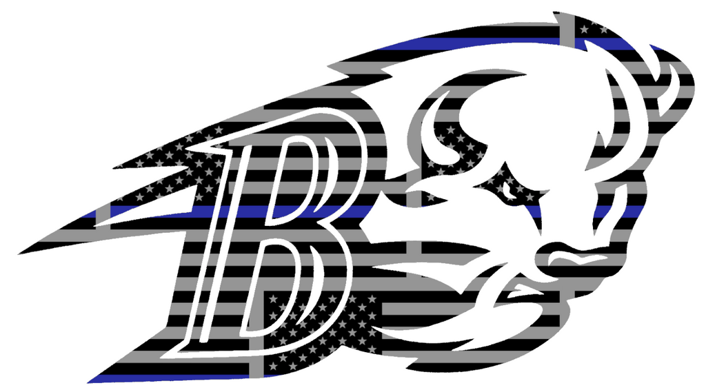 Bucknell Bison Team Logo Thin Blue Line American Flag Premium DieCut Vinyl Decal PICK SIZE