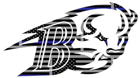 Bucknell Bison Team Logo Thin Blue Line American Flag Premium DieCut Vinyl Decal PICK SIZE