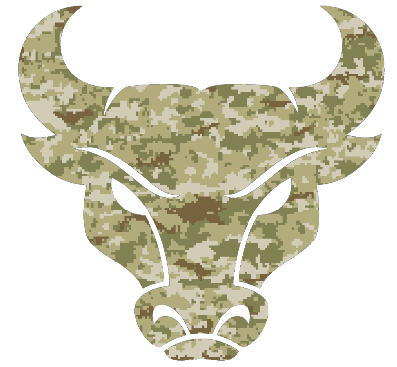 Buffalo Bulls Mascot Logo Salute to Service Camouflage Camo Vinyl Decal PICK SIZE