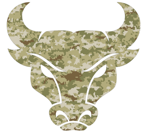Buffalo Bulls Mascot Logo Salute to Service Camouflage Camo Vinyl Decal PICK SIZE
