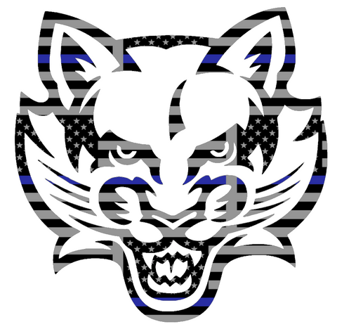Binghampton Bearcats Team Logo Thin Blue Line American Flag Premium DieCut Vinyl Decal PICK SIZE