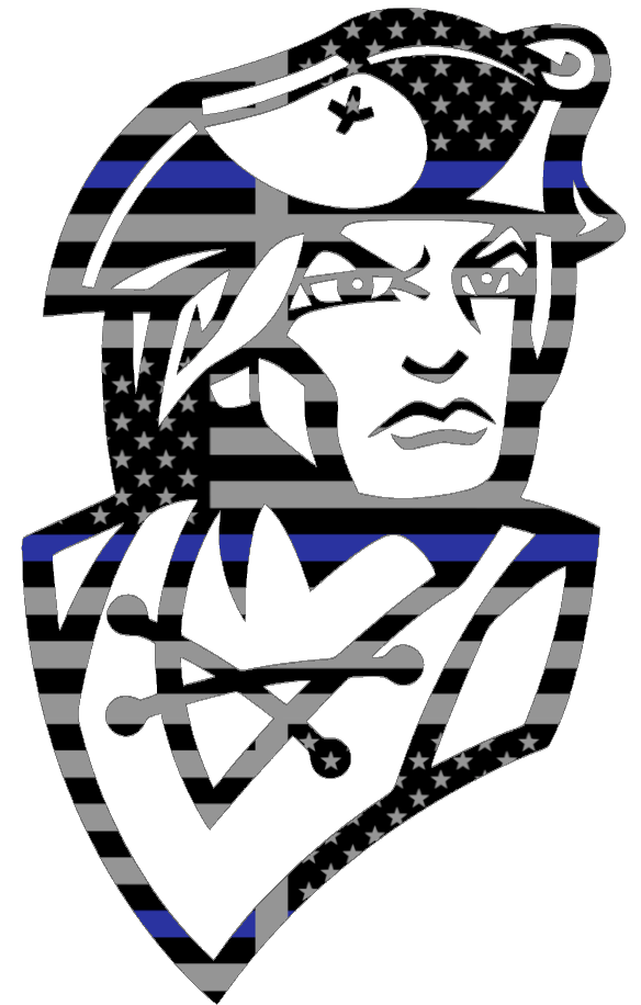 Colgate Raiders Mascot Logo Thin Blue Line American Flag Premium DieCut Vinyl Decal PICK SIZE
