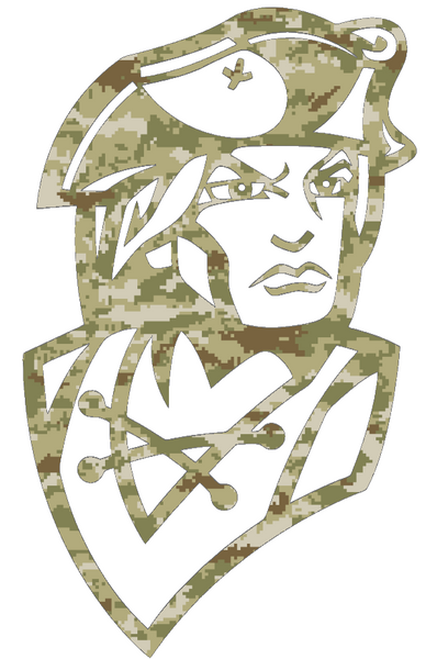 Colgate Raiders Mascot Logo Salute to Service Camouflage Camo Vinyl Decal PICK SIZE