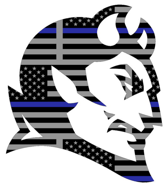 Central Connecticut Blue Devils Team Logo Thin Blue Line American Flag Premium DieCut Vinyl Decal PICK SIZE