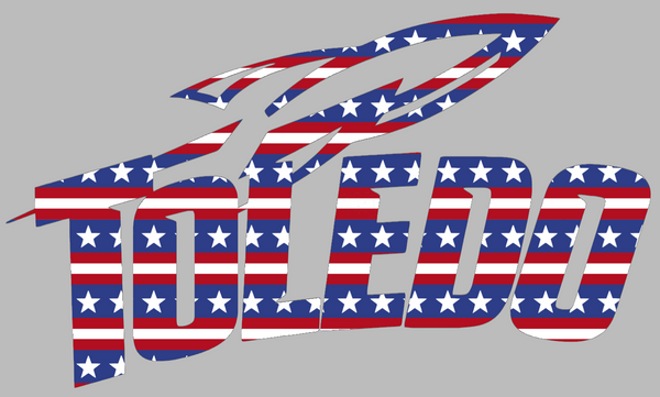 Toledo Rockets Team Name Logo Stars & Stripes USA American Flag Vinyl Decal PICK SIZE